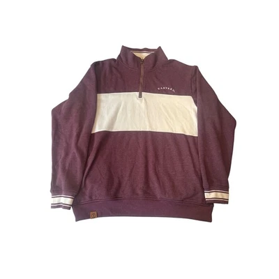 Holloway Harvard Pullover Sweatshirt Quarter Zip Burgundy White Large - Imagem 1 de 4