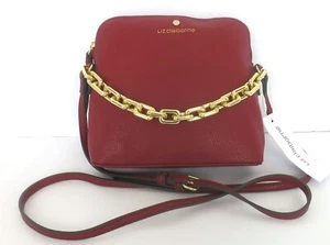 LIZ CLAIBORNE MONICA BURGUNDY CROSSBODY FAUX LEATHER HANDBAG W/ GOLD CHAIN - Picture 1 of 1