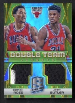 2014-15 Spectra Derrick Rose Jimmy Butler Double Team Jerseys Gold /10 #DT-CHI - Image 1 of 2