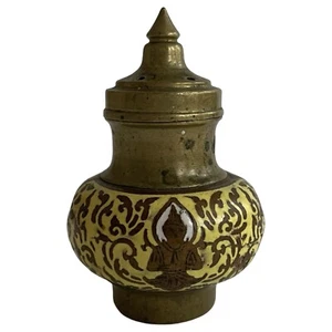 Vintage Brass Enamel Cloisonne Buddha India Incense Holder Hindu - Picture 1 of 9