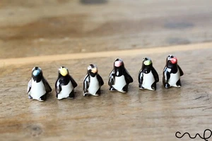 Set of 6 Hand Painted Ceramic Tiny Penguin Cute Figurine Animals Miniature Gift - Picture 1 of 10