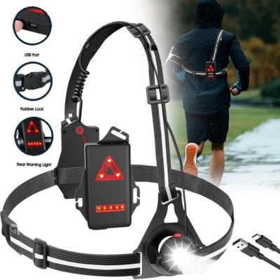 Running Light Chest LED Lamp Waterproof Jogging USB Flashlight Torch 500 Lumen - Image 1 of 4