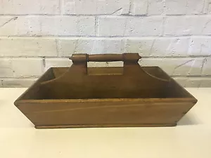 Antique AAFA Primitive Wood Kitchen Knife Box Tray w/ Handle - Picture 1 of 9