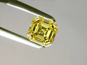 6x6MM VIVID yellow Ascher Cut VVS1 Diamond Grade Quality Loose Gemstone 2 PCS - Picture 1 of 7