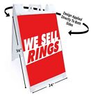 WE SELL RINGS Signicade 24x36 Aframe Sidewalk Sign Banner Decal JEWELRY DIAMOND