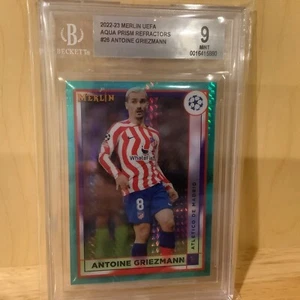 2022-23 Merlin UEFA Aqua Prism Refractors 26 Antoine Griezmann BGS 9 Free Ship - Picture 1 of 2