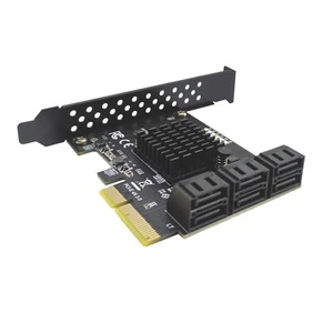 6 Ports PCI-E Expansion Card Board Adapter PCI-E x4x8x16 6G SATA3.0 For ASMedia - Picture 1 of 9