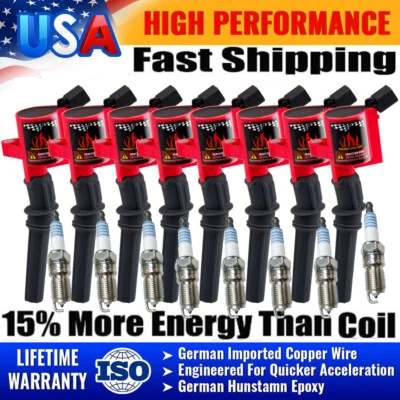 8 Pack Ignition Coils and Spark Plugs For Ford & Lincoln Town Car V8 4.6L DG508 - Image 1 of 4
