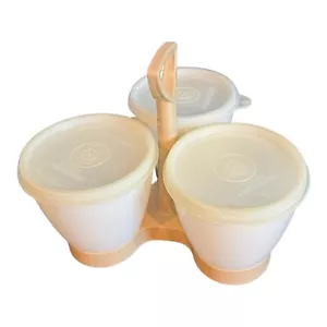 Tupperware Almond 757-1 Servizio per condimenti con 3 coperchi senza cucchiai - Foto 1 di 2