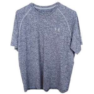 UNDER ARMOUR Loose Heatgear Performance T-Shirt Size L Navy Heather Gym Running - Picture 1 of 5