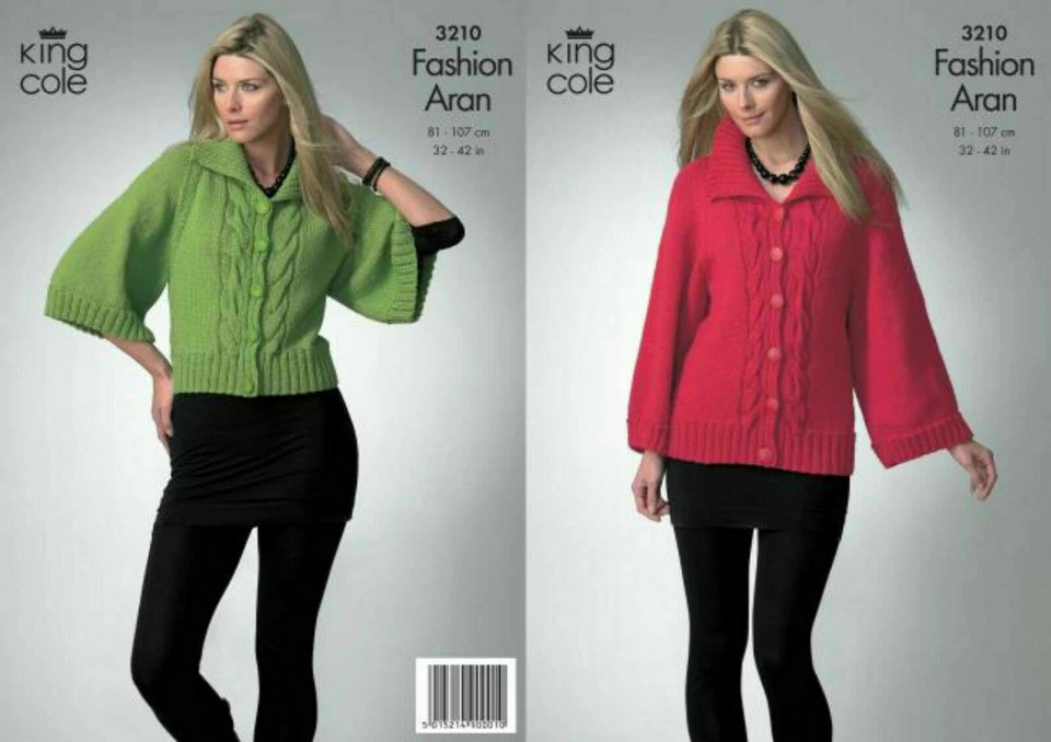   LADIES CABLED CARDIGANS  ARAN  KNITTING PATTERN 3210 - Image 1 of 1