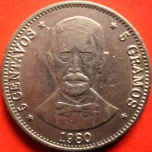 DOMINICAN REPUBLIC 5 CENTAVOS 1980 Dominicana Dominikanische Dominicaine Dom Rep - Picture 1 of 2