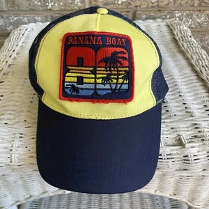 Banana Boat Trucker Hat - Mesh Snap Back, Blue/Yellow Cap Banana Boat Suntan Oil - Picture 1 of 10