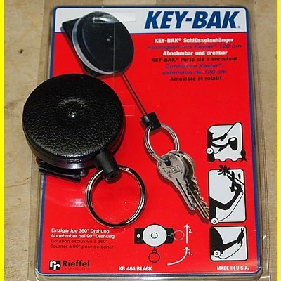 Key-Bak KB 484 black Schlüsselanhänger mit 120 cm Kevlarseil + Gürtelklammer - Bild 1 von 2