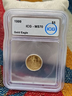Slabbed MS70 ICG 1999  5$ Gold Eagle (001) - Image 1 of 2