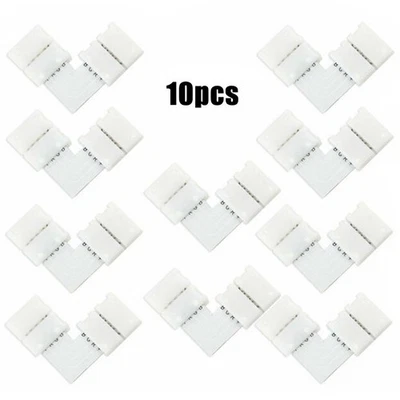 10pcs Forma A L 4pin Strip-Strip Corner Connector for 5050 RGB LED Striscia Luci - Immagine 1 di 4