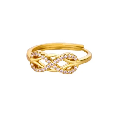 Damen Ring Edelstahl Zirkon Unendlichkeit Geometrisch Einstellbar Schmuck - Bild 1 von 4