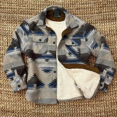 Jachs New York Jacket Aztec Wool Blend Shirt Jacket Sherpa Lined Large - Image 1 of 4