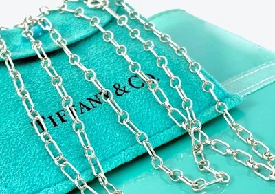 36.25” Tiffany & Co. Paperclip  Chain Link Rectangle Necklace Silver w/ Pouch - Image 1 of 4