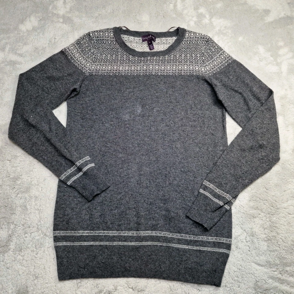 Длинный высокий Sally женщин маленький серый fair isle джемпер нордический S шерстяная смесь - Изображение 1 из 4
