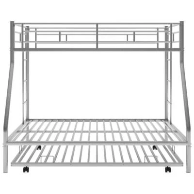 Cama doble sobre cama completa con marco de acero resistente litera y tamaño doble nido plateado Foto 1 de 4