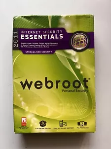 Webroot Internet Security Essentials 2011 Antivirus Personal Security 3 Pcs - Picture 1 of 3