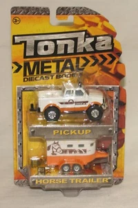 Tonka orange pickup truck and trailer combo 3" long metal cast bodies edition - Picture 1 of 2