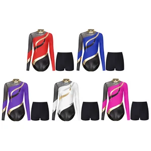 Womens Tracksuit Long Sleeve Leotard Rhinestone Bodysuit Gymnastics Jumpsuit - Picture 1 of 38