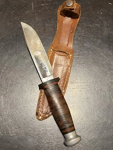 Kinfolks USA Fighting Knife 1935-42 WW2 Era Orig. Leather Sheath Aluminum Pommel - Picture 1 of 14