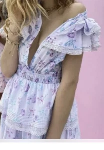 Loveshackfancy X Target Lou Double Ruffle Lace Mini Dress Floral Victorian Large - Picture 1 of 2