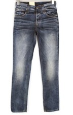 NUDIE Jeans Grim Tim W28/L32 Men Jeans Slim Straight Cotton Washed Denim Blue
