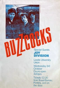 BUZZCOCKS & JOY DIVISION Concert Poster - Leeds University 1979 30"x20" reprint - Picture 1 of 1