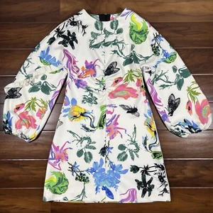 Tibi Women's Size 2 ? White Floral Ruffle Sleeve Open Back Toni Dress - Picture 1 of 14
