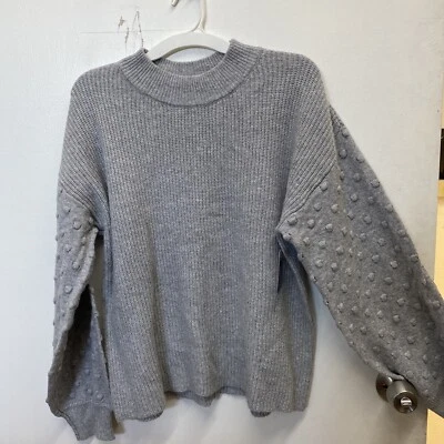 Suéter Pullover Vince Camuto Para Mujer Punto Bobble Manga Abullonada Cuello Redondo Gris XL Foto 1 de 3