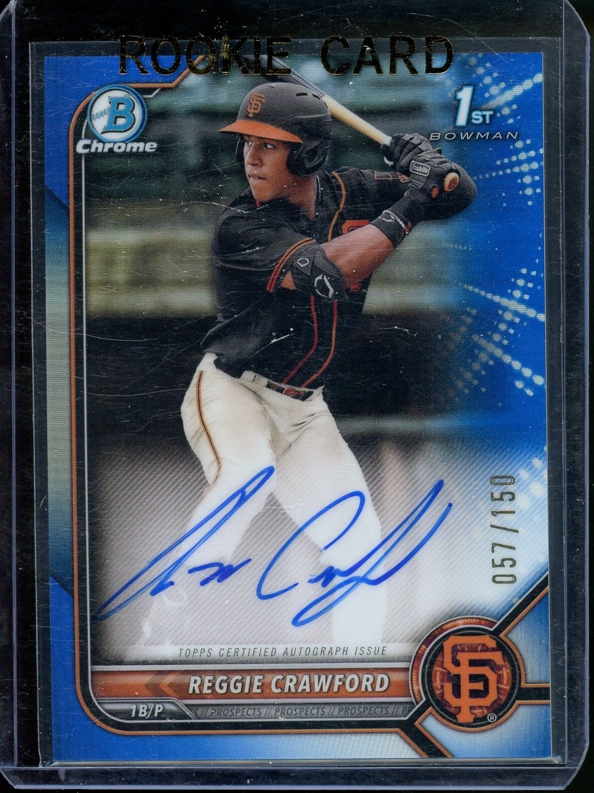 Reggie Crawford 2022 Bowman Draft Chrome Blue Refractor Auto #57/150 #CDA-RC