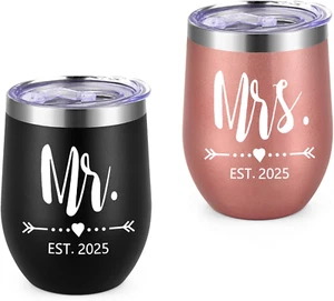 EST 2025 Mr & Mrs Gift Set, 2024 Wedding Gift for Couples - Engagement, Newlywed - Picture 1 of 12