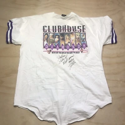 VTG 90s Strip Dancers LV Autographed Clubhouse Diamonds Baseball Shirt Mens XXL - Image 1 of 4