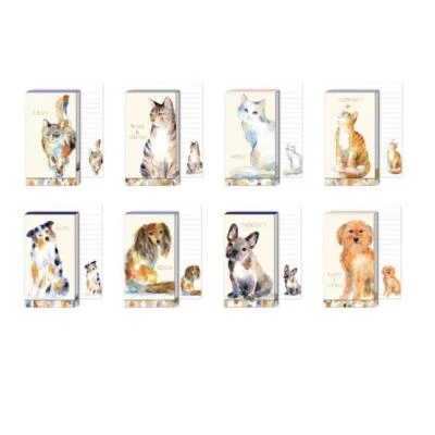 Punch Studio E5 Watercolor Pets Long Notepad 75 pages 3.2" x 6'' - Choose Design - Image 1 of 4