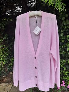 John Lewis V-Neck Cashmere Cardigan, soft baby pink, size 16, New with tags