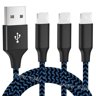 For iPhone 14 13 12 11 X 8 7 6 Plus USB Charger Cable Braided Charging Cord 10Ft - Image 1 of 4