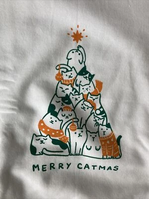 Feliz Gato Gato Familia Maullido Árbol de Navidad Blanco Sudadera Pequeña Foto 1 de 4