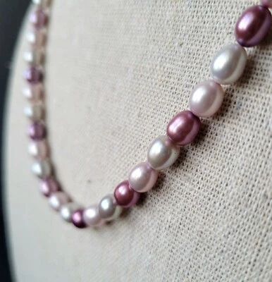 Collar de Perlas Genuinas Púrpura 925 De Colección IPS Sindicato de Perlas Imperiales 18" Foto 1 de 4