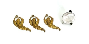 Vintage Angel Pendants Gold Tone Metal For Necklace 1" Lot Of (3) - Picture 1 of 4