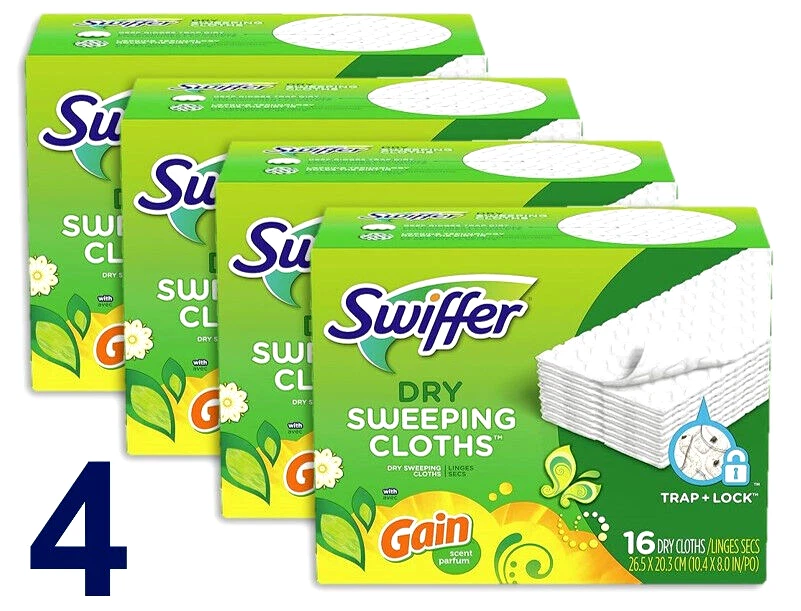 Swiffer 64 Dry Sweeping Cloths GAIN SCENT (4 Boxes / 16 Per Box) Refills ✨🫧 - Image 1 of 1