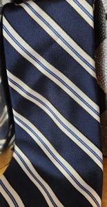 Nautica Blue White Navy Slant Stripe Silk Blend 59" Classic Professional Tie $55 - Picture 1 of 6