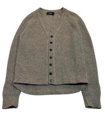DSQUARED2 Cardigan Sweater Mens S Alpaca Blend Heavy Knit Ribbed Beige Designer - Image 1 of 4