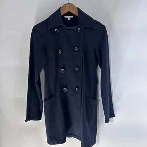 Cabi Blue All Day Knit Trench Button Down Double Breasted Coat XS- No Belt - Picture 1 of 10