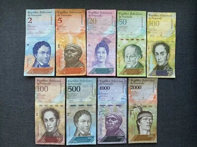 Venezuela Set of 9 Circulated Notes  (between 2007-2018 ) - Image 1 of 2