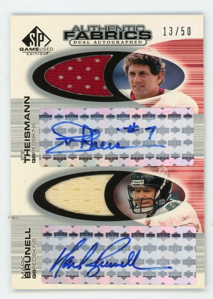2004 Upper Deck SP Game Used JOE THEISMANN MARK BRUNELL JERSEY AUTO 13/50 - Image 1 of 1