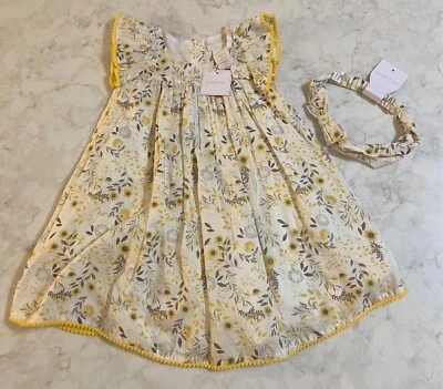 NUEVO Vestido y diadema Shabby Chic amarillo floral forrado para ocasiones especiales 2T Foto 1 de 4